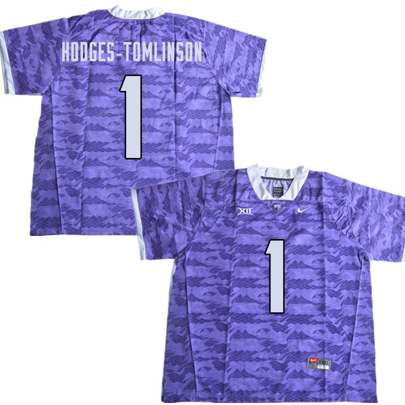 Men #1 Tre'Vius Hodges-Tomlinson TCU Horned Frogs College Football Jerseys Sale-Limited Purple - Click Image to Close